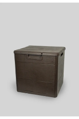 120 Litre Bahçe Depolama Sandığı Balkon Saklama Dolabı Kapaklı Plastik Sandık 50x45x50cm Kahve