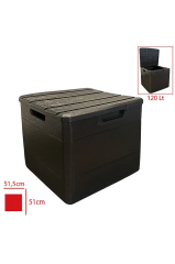 120 Litre Bahçe Depolama Sandığı Balkon Saklama Dolabı Kapaklı Plastik Sandık 50x45x50cm Kahve