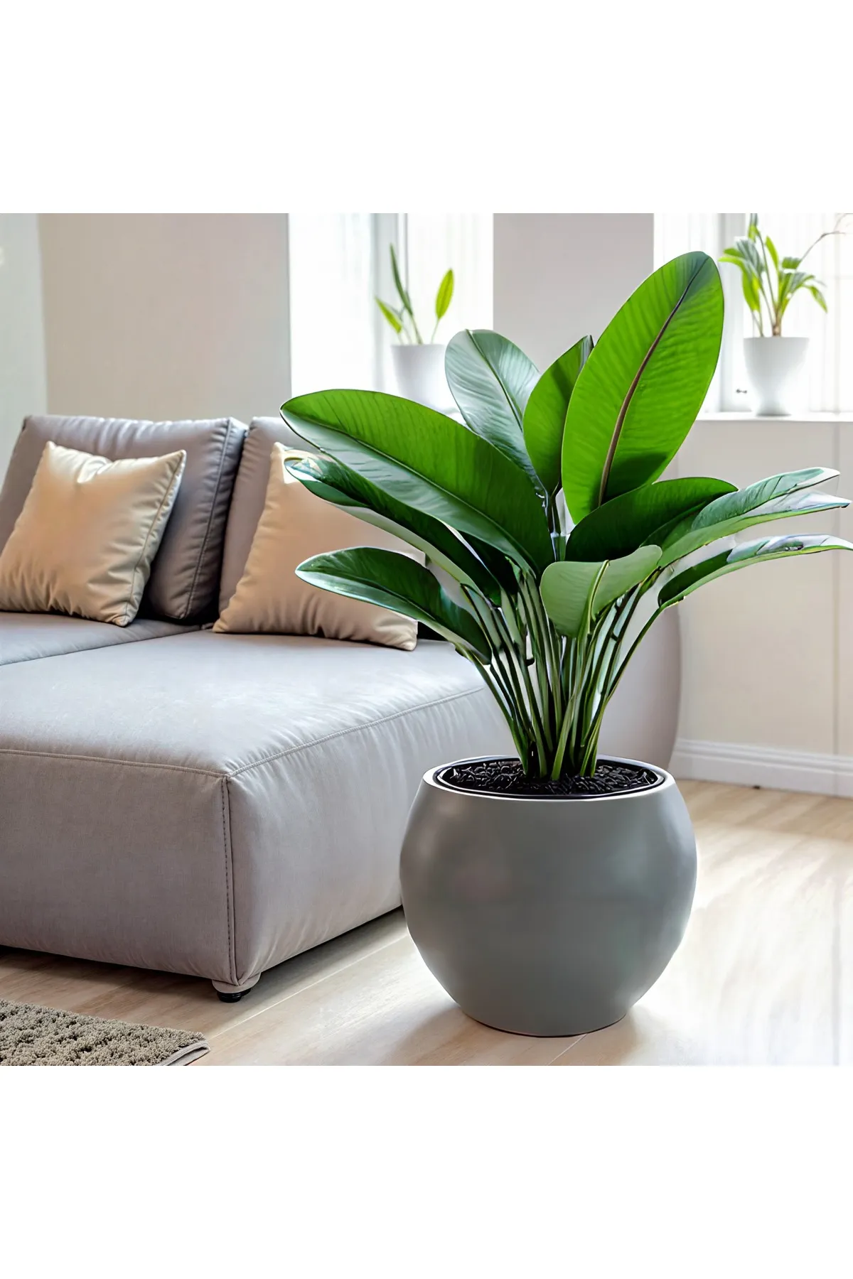 Küre Saksı Modern Dekoratif Salon Plastik Saksı 27 Litre (içsiz)