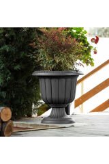 Nergis 6 Litre Ayaklı İç Ve Dış Mekan Saksı Antrasit Gri