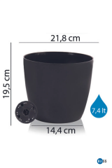Yakut Saksı 7.4 Lt Siyah Dekortif Drenajlı Saksı