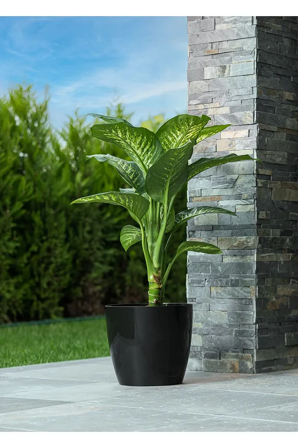Yakut Çiçek Saksısı Siyah 22 Litre Drenaj Aparatlı Büyük Saksı 2 Li Set