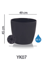 Yakut Saksı 66 Litre Siyah Salon Bahçe Balkon İç Ve Dış Mekan Saksı