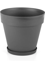 Yalı Saksı Drenaj Aparatlı Tabaklı Dekoratif Saksı 55cm, 76 Litre Antrasit