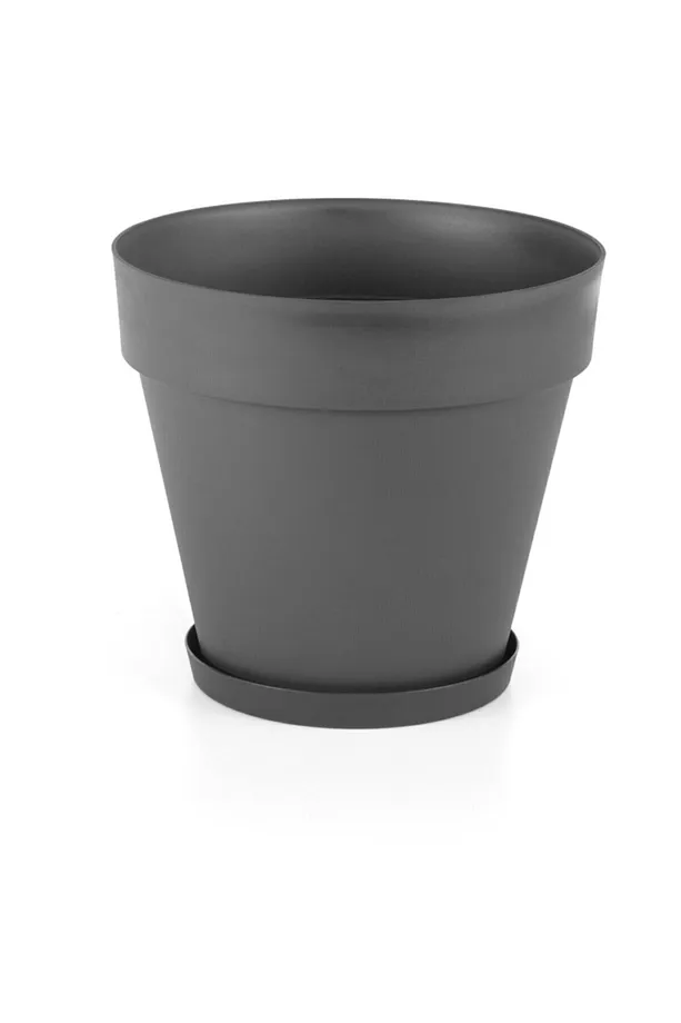 Yalı Saksı Drenaj Aparatlı Tabaklı Dekoratif Saksı 55cm, 46 Litre Antrasit