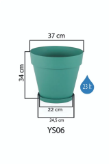 Yalı Saksı Dekoratif Salon Ve Balkon Saksısı 23 Litre Antrasit